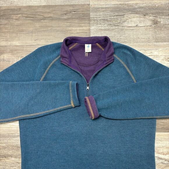 Johnnie-O Blue Purple Mens M 1/4 Zip Blue Black‎  Mock Neck Reversible Sweater - Picture 1 of 11